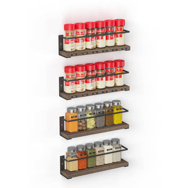 HappyHome Spice Rack with Jars, Funnel, Labels, & Pen - Wall Mount Metal Spice  Organizer 