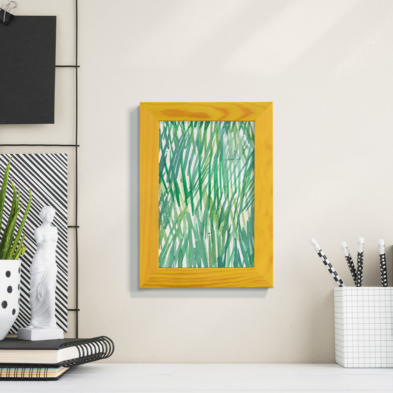 Just Grass I - imprimé, H 7 po x l 5 po x P 1 po, Papier encadré en jaune