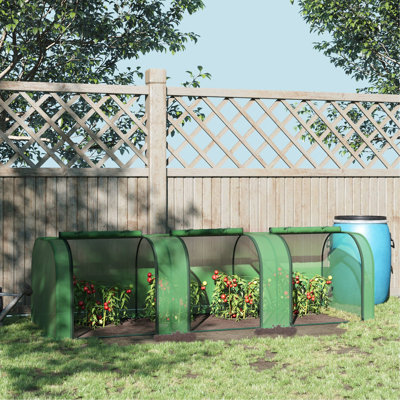 Mini Greenhouse 10' X 3' 2.5' With Roll - Up Doors, Protected Plastic And Powder Coated Steel Frame For All Season Gardening On Patios Compact Waterproof Pe/ Cover, Zippered Doors Strong In Various