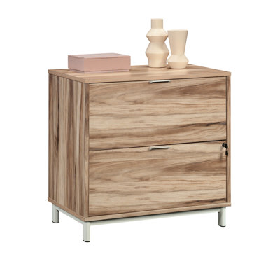 Lateral File Cabinet, Wood Look, 2 Drawers For Tidy Home Office, Stain - And Heat Surface, Suitable Office Spaces, Brown Tone, Interlock Feature, Lower Drawer, 30.96" X 19.51" 30.25", Assembled