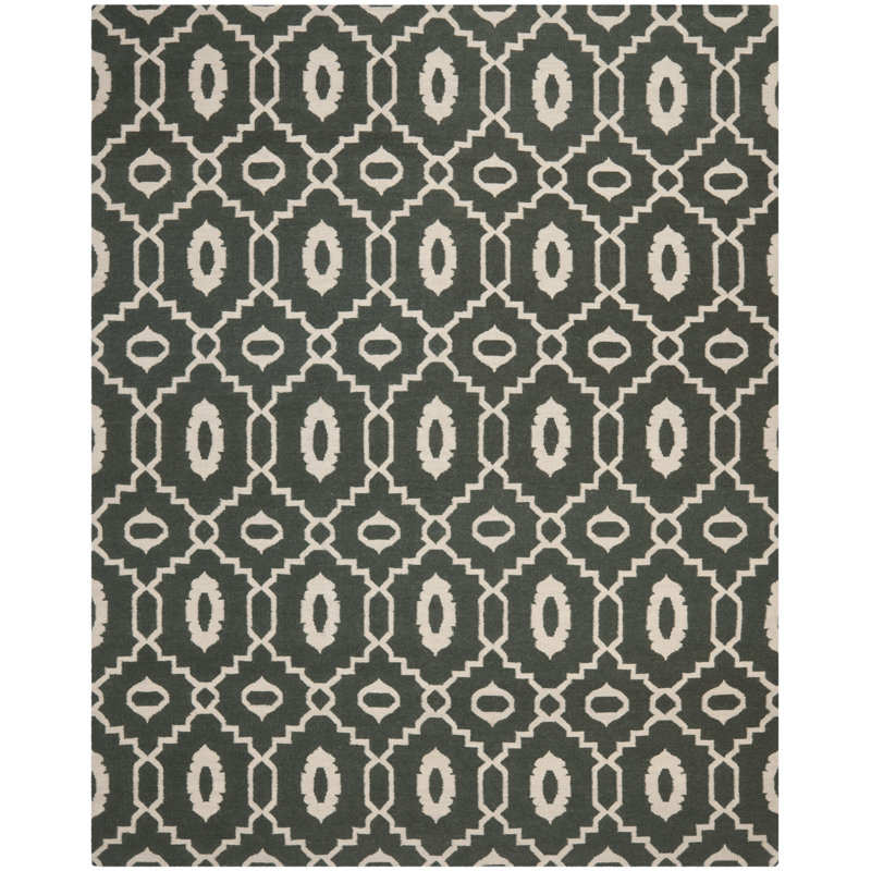 Rodgers Hand Woven Flat Weave Wool Geometric Rug, Rectangle 8' x 10'