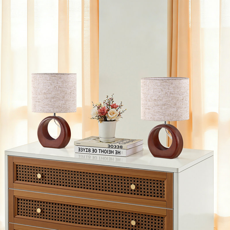 13.4" Solid Wood Table Lamp For Bedroom, Living Room, Reading Rooms, Walnut