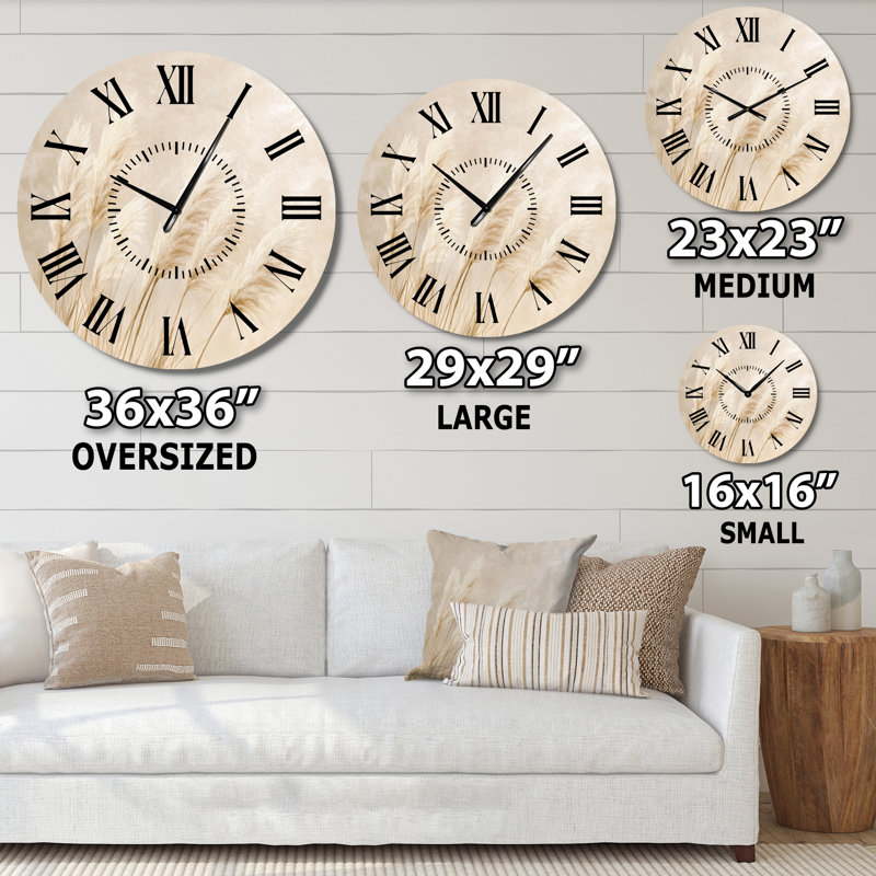 Horloge murale en métal Soft Pampas Breeze - Boho, Grand