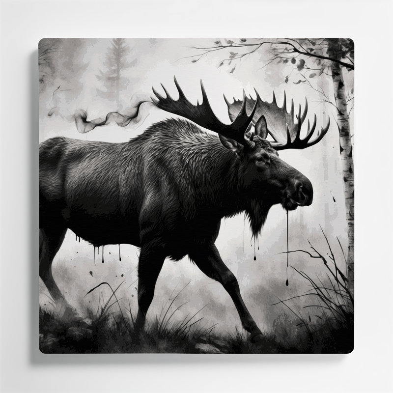 Faune orignal gris, art mural en métal, H 16 po x l 16 po