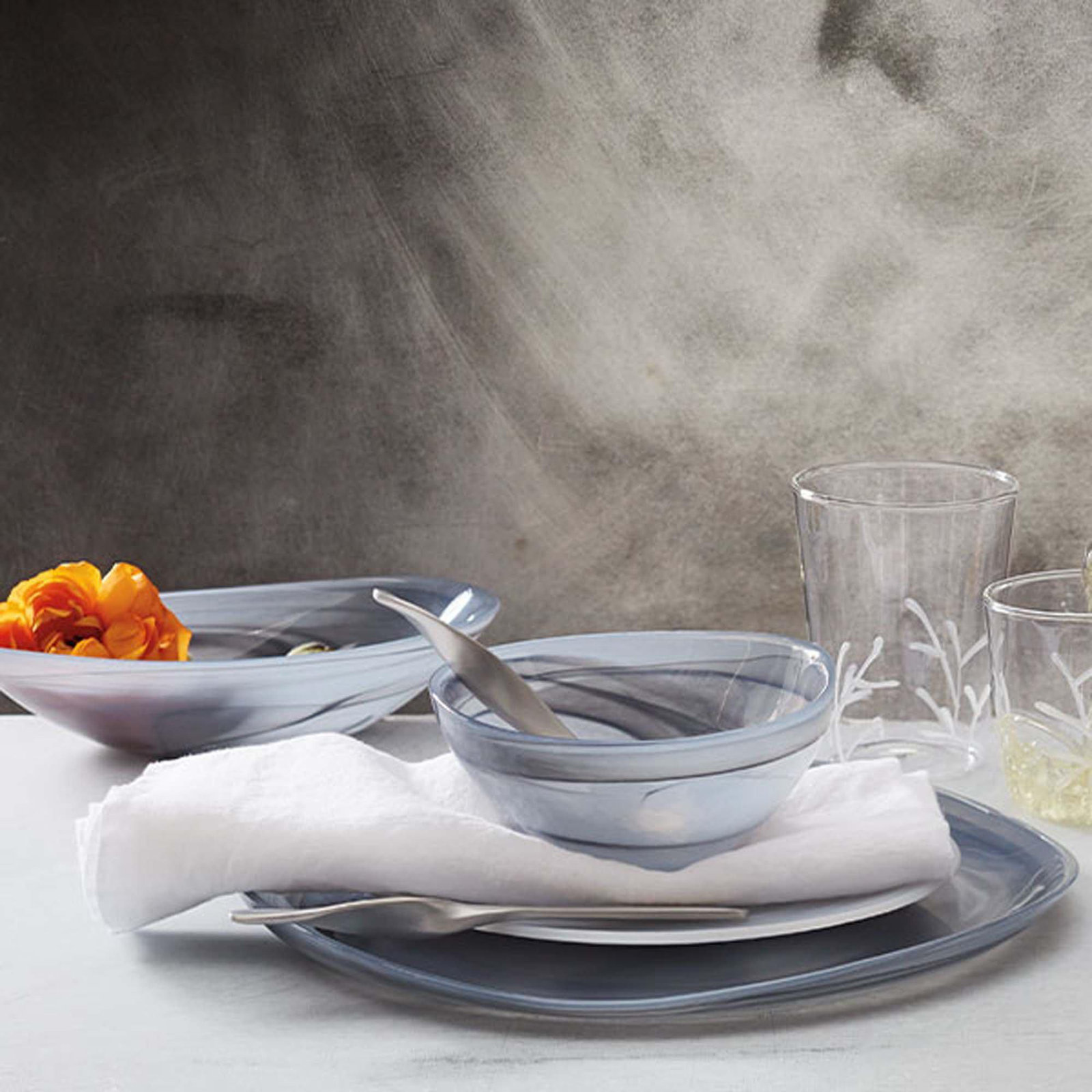 Alabaster Glass Serving Bowl