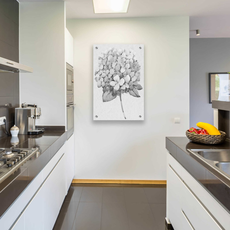 «Silvertone Floral II» par Tim O'Toole, art mural en verre acrylique, H 36 po x l 24 po x P 0,2 po