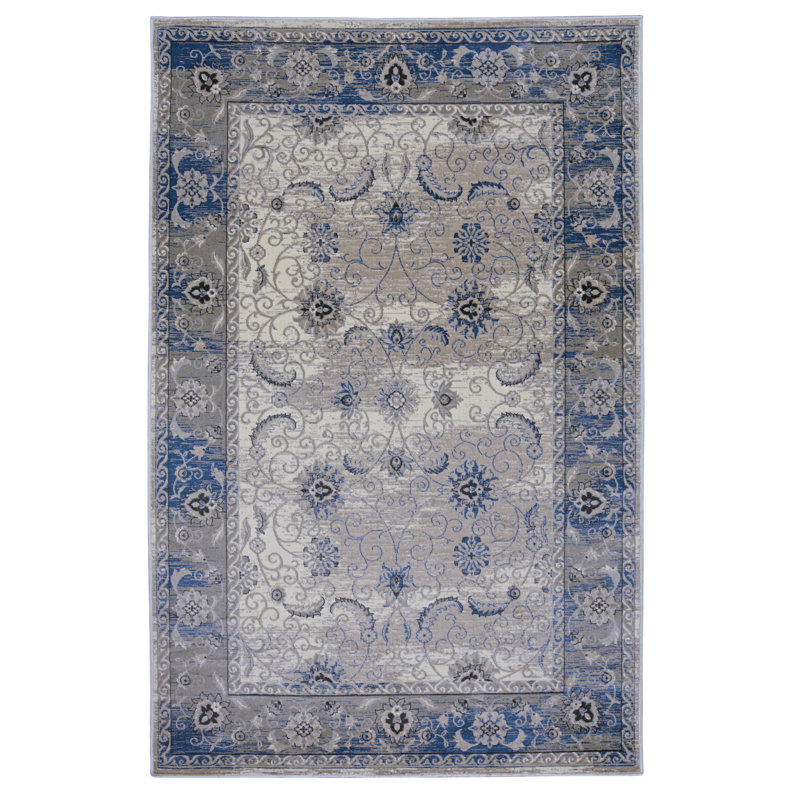 Tapis oriental ivoire et gris Coffield, Rectangulaire 2 pi x 3 pi