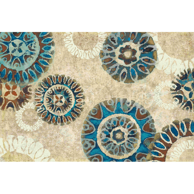 Floral cascade Suzani bleu / beige