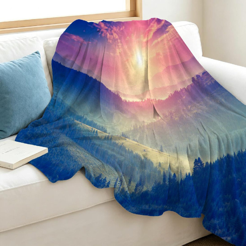Jeté transparent en flanelle de polaire ultra douce, impression d'un côté ensoleillée fantastique, Jeté 40 po x 50 po