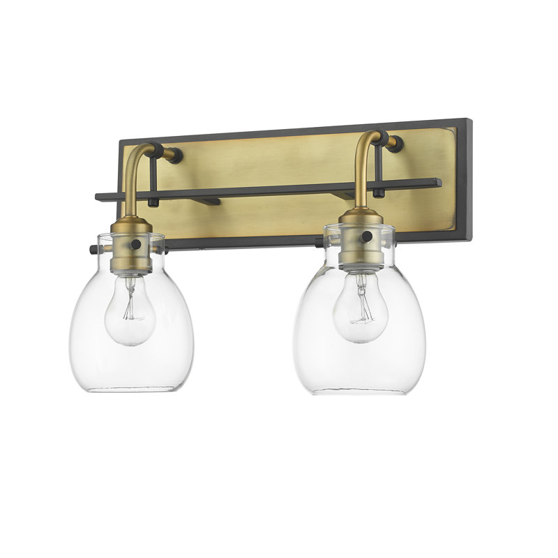 Appliquee à bras 2 lumières Lang, Noir mat / laiton vieilli
