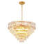 Lustre rond en cristal doré, structure en métal doré ornée de cristal K9, chaîne de suspension ajustable, suspension moderne et luxueuse pour salle à manger, salon ou hall d'entrée, culot E12 (17 pouces).-1599968574