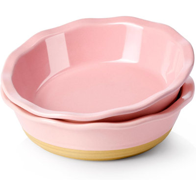 Set of 4 6.5 Inch Ceramic Mini Pie Pans, 15 Oz Stoneware Baking Dishes, Wavy Edge Oven Safe to 480°F for Quiche Pot Pie