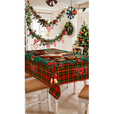 Nappe père Noël avec motif à carreaux rectangulaire 150x305cm