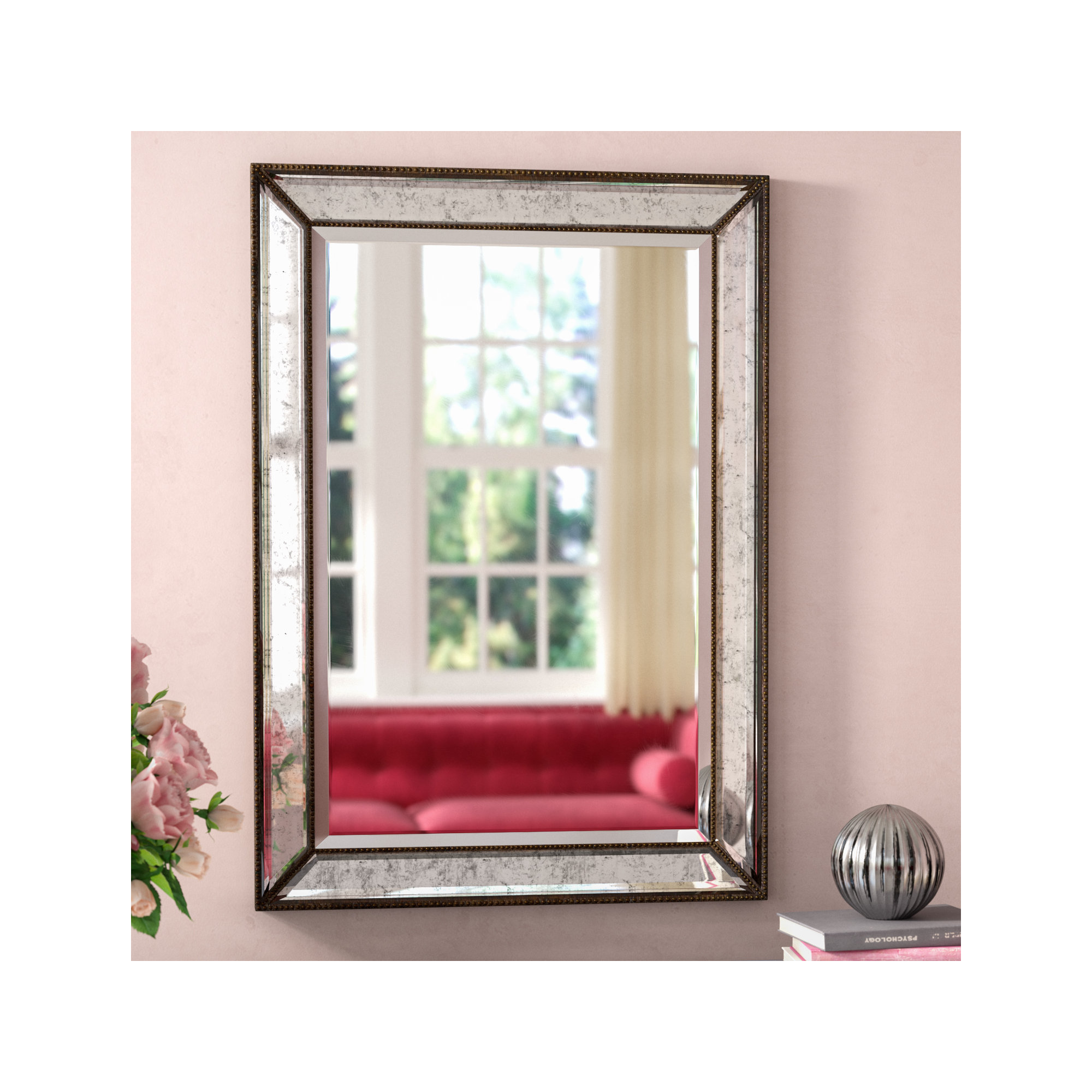 Farmingdale Solid Wood Rectangle Wall Mirror