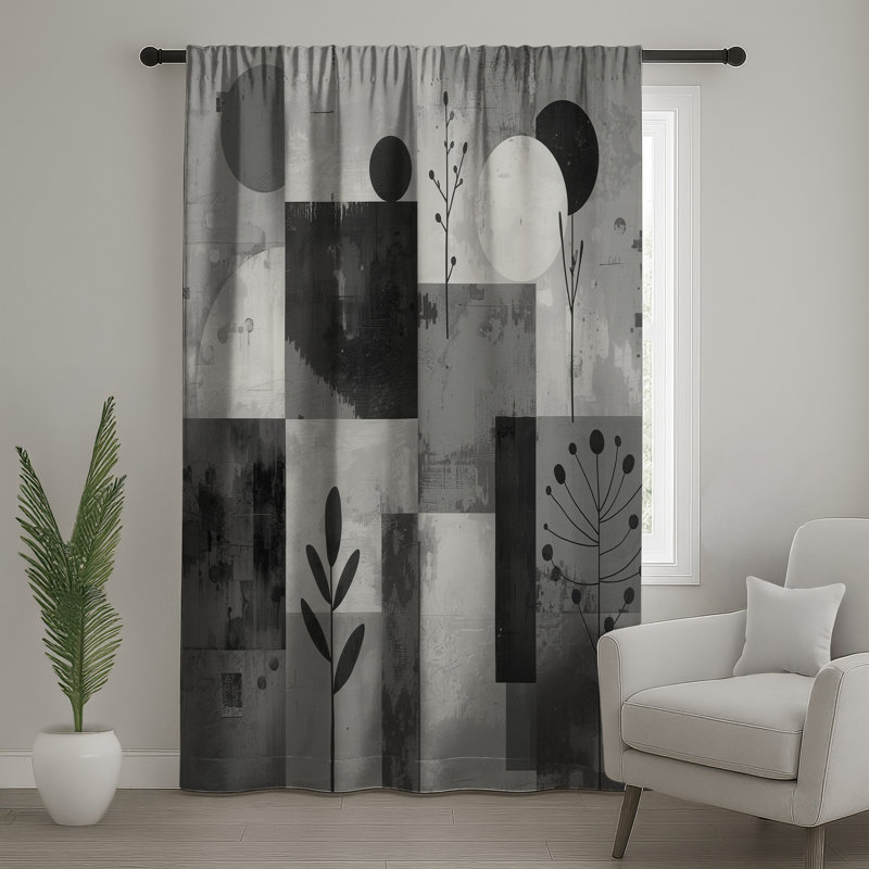 Rideaux géométriques abstraits, voilages et voilages à motif géométrique - 1 panneau, 50 po x 92 po - 1 panneau, Blocage