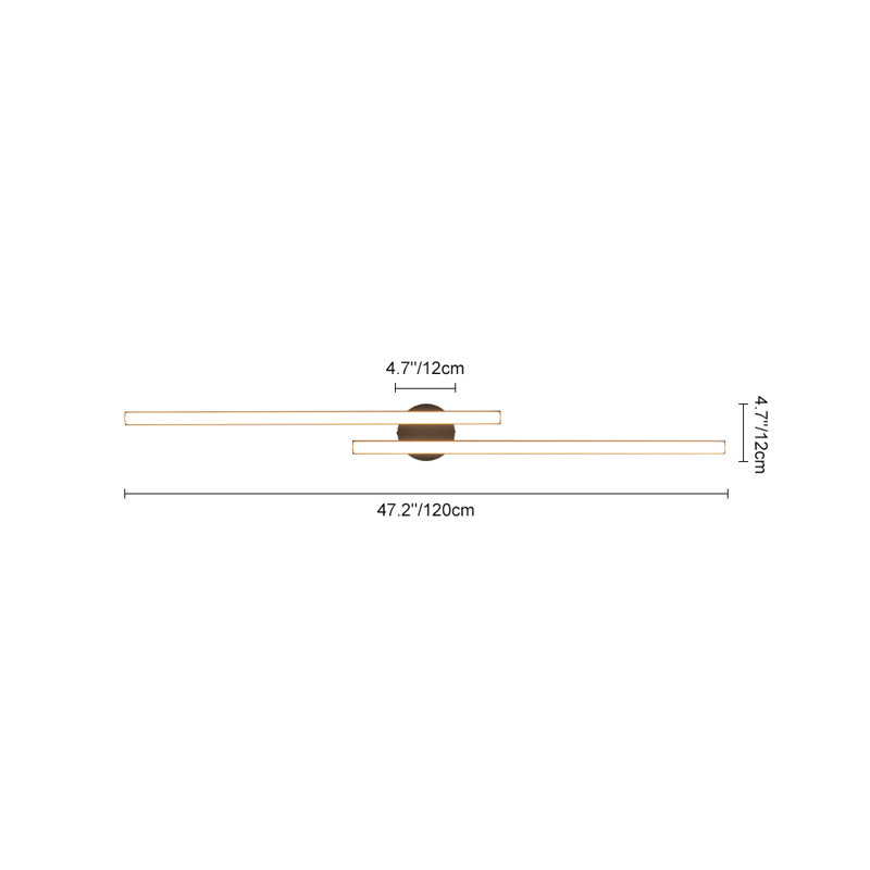 2 - Light Linear Minimalist Strip Led Semi Flush Mount, 2.75" H x 47.2" W x 4.7" D, 3000K