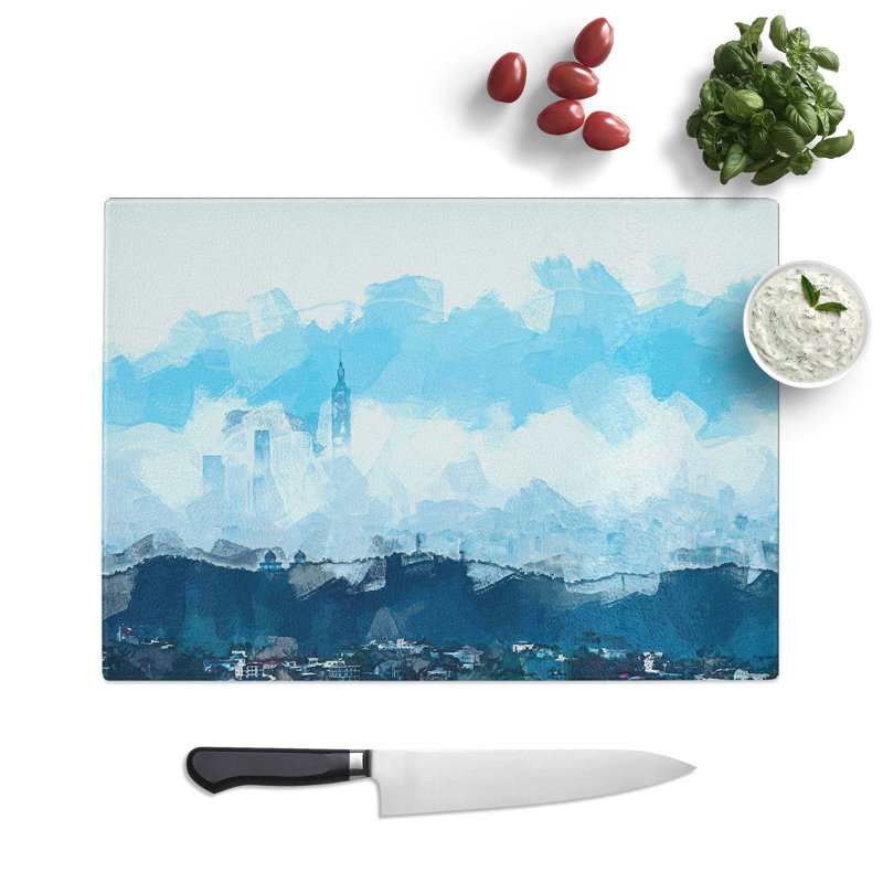 Tempered Glass Taipei City in Taiwan Chopping Board, 39 cm W x 28.5 cm L