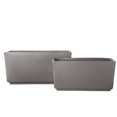 Ceramic Rectangle Pot Matte Finish Gray-6.25"H
