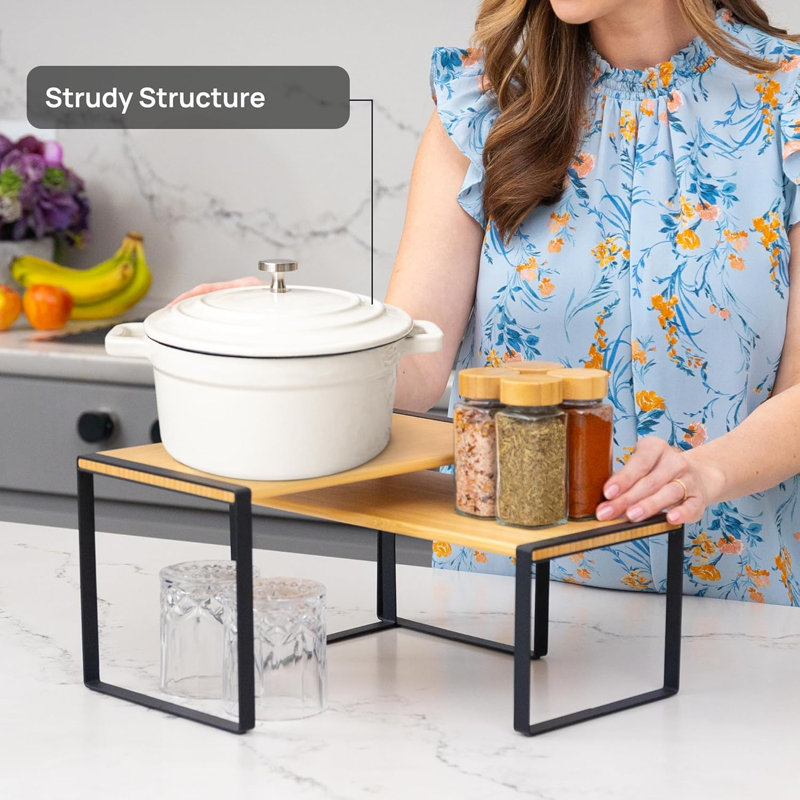 Ensemble de 3 tablettes de rangement pour armoire de cuisine, Naturel