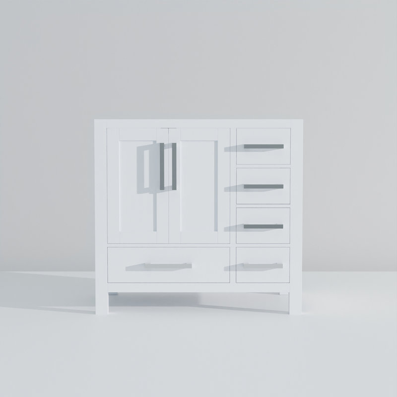 White Bath Vanity 36 In. W X 22 In. D, Left Offset, White