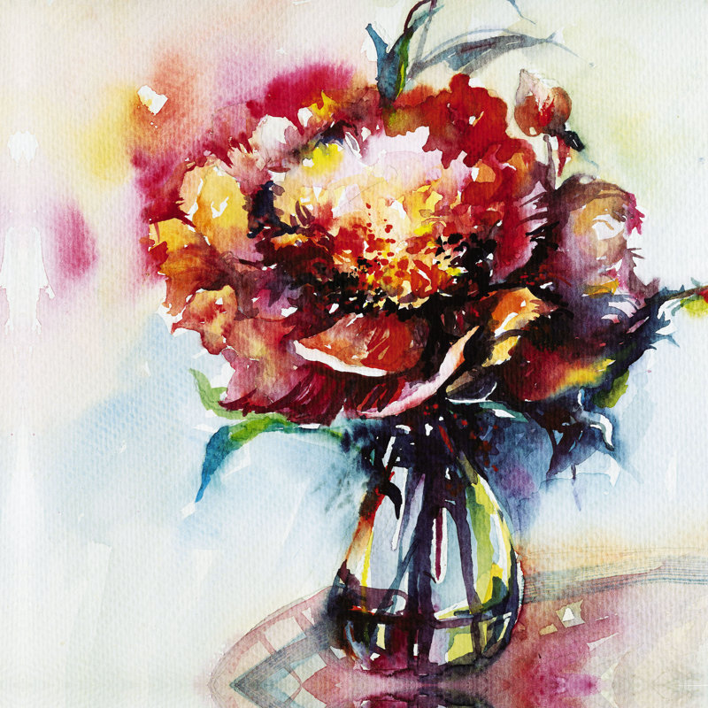 Florals - Wrapped Canvas Painting, 51cm H x 51cm W x 3.8cm D