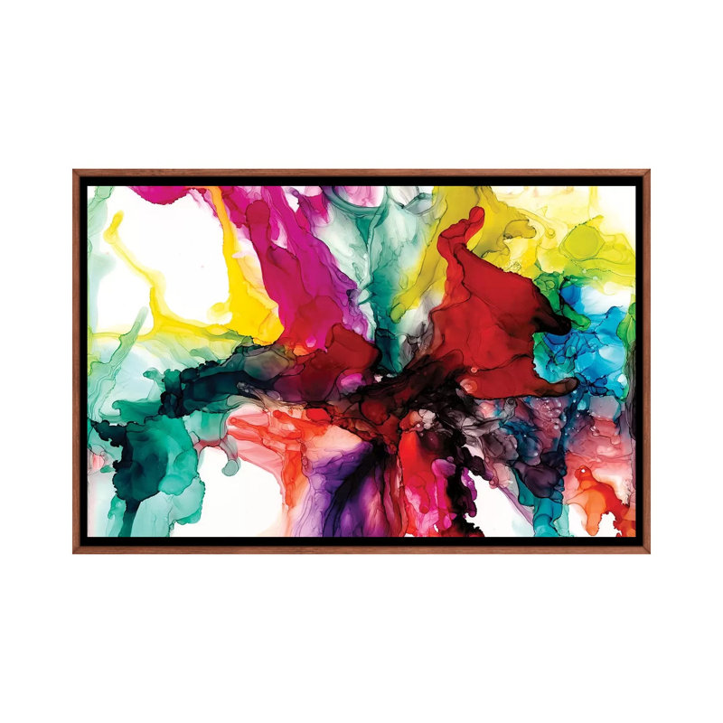 « Jeweltone Prism I » par Jennifer Goldberger-impression, Toile avec cadre en bois classique, H 26 po x l 40 po x 1,5 po