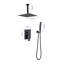 1 jet de 16 po Double pomme de douche fixe et portable 2,5 GPM en noir mat