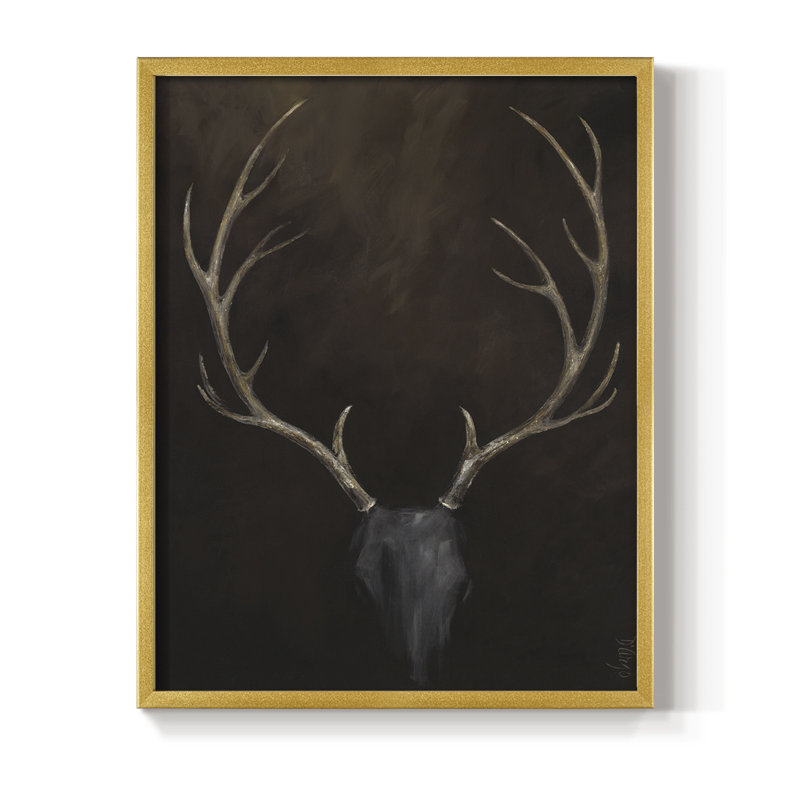 Buck Framed Print - Solid Wood, Gold Single Picture Framed, 28" H x 22" W