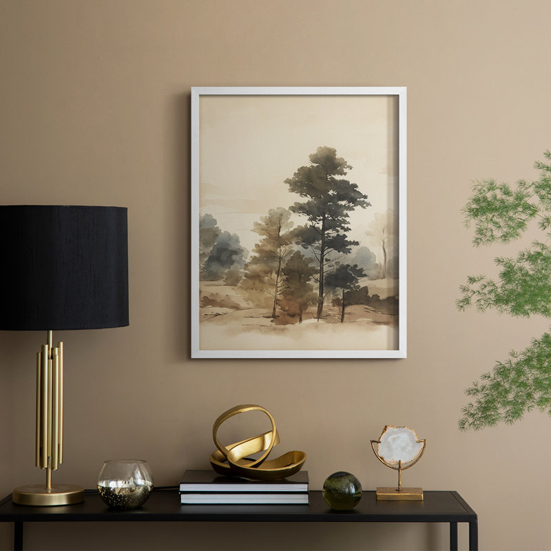 «Vintage Landscape X», reproduction encadrée - bois massif, H 15 po x l 12 po, Blanc