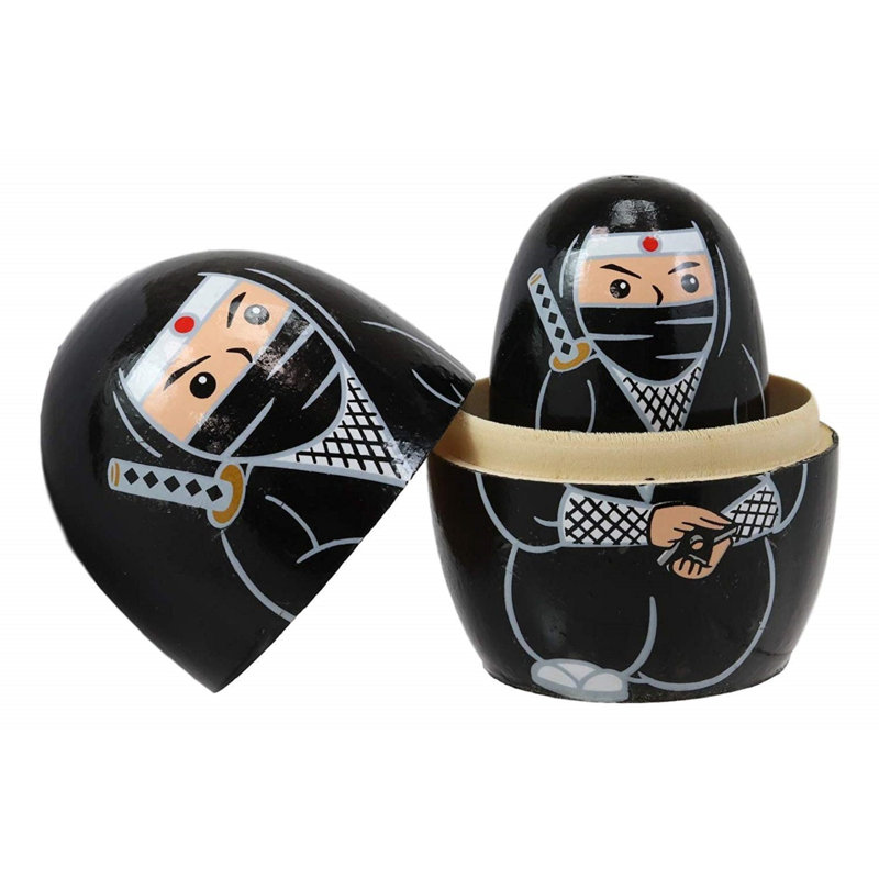 Ensemble de figurine en bois peint à la main en bois pour jouets 5 pièces ninja Cobel