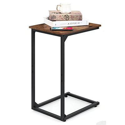 Industrial Table Side Table Metal End Table, 50LBS Capacity, Mobile Nightstand for Bedroom Living Room