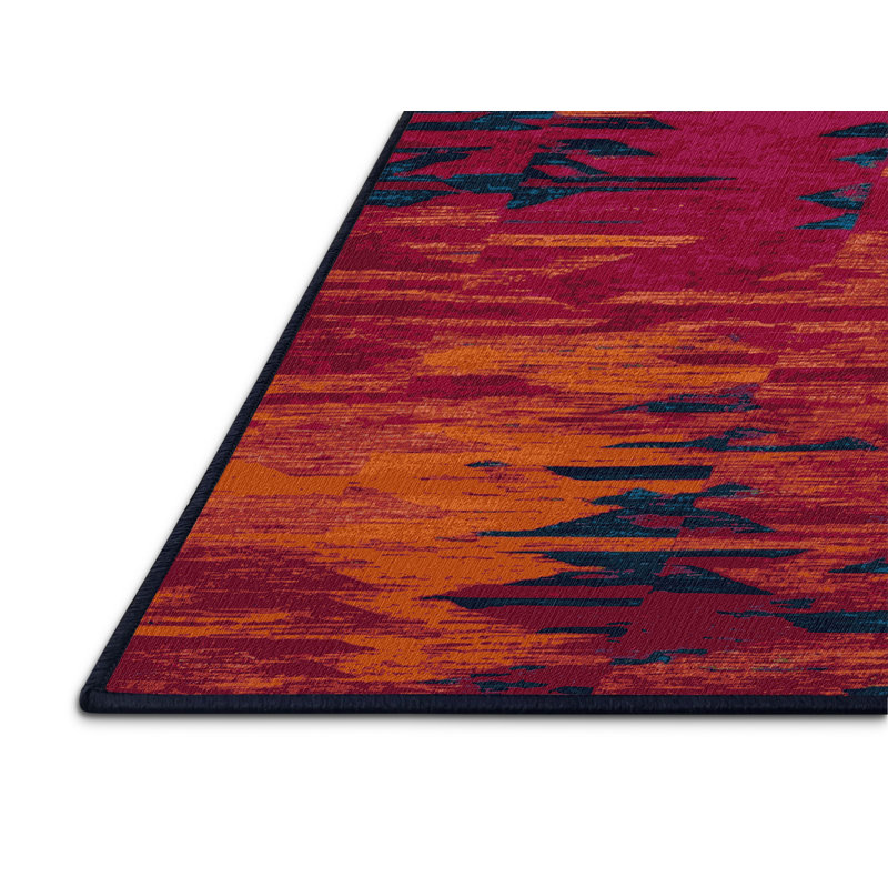 Tapis bleu Tabriz lavable à la machine, Carré 6 pi