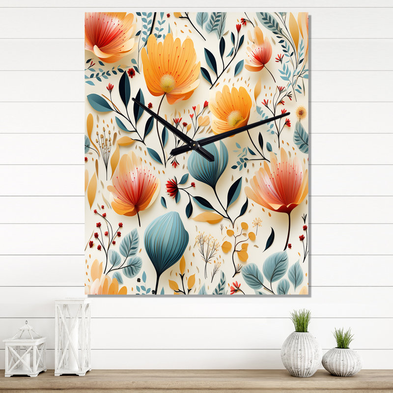 Très grandes horloges murales Botanical Pastel, Moyen
