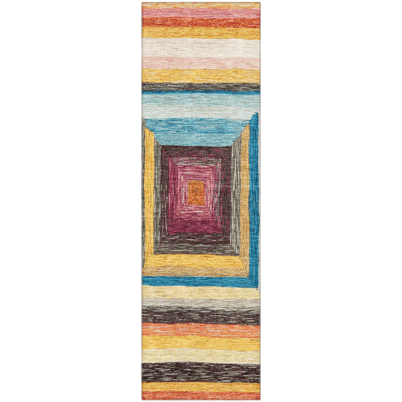 Premium Machine Washable Millbrook AMF1957 Geometric Rug, Runner 2'3" x 7'6"