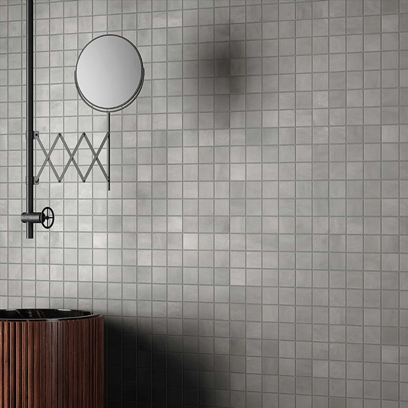 Clay 12x12 Matte Concrete Look Porcelain Mosaic Tile, Fancy Gray