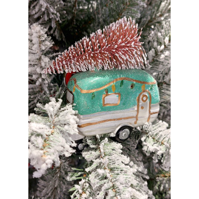Christmas Glass Ornament - Retro Christmas Camper by  F07M3-46 HB-SY25162