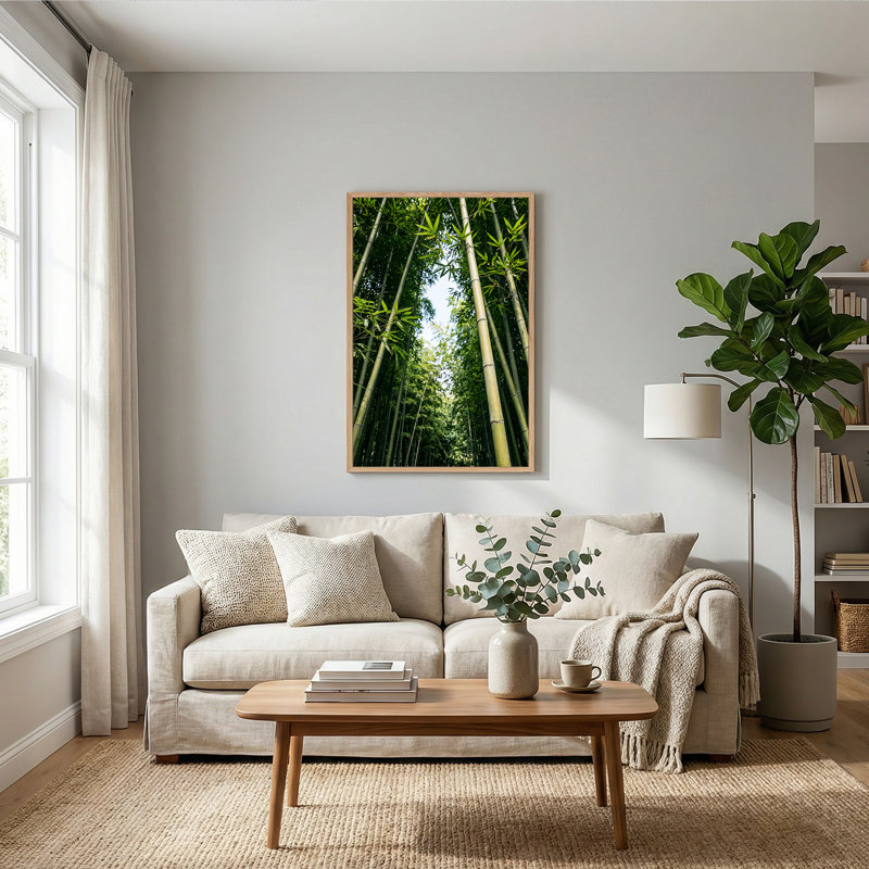Impression sur toile verticale verticale en bambou vert contre le ciel bleu, 24"H x 18"W
