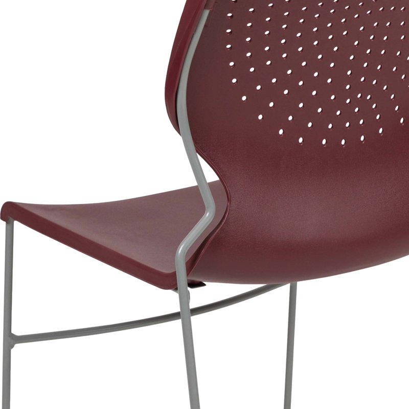 Everleigh Orange Full Back Ergonomic Stack Chair with Gray Metal Frame