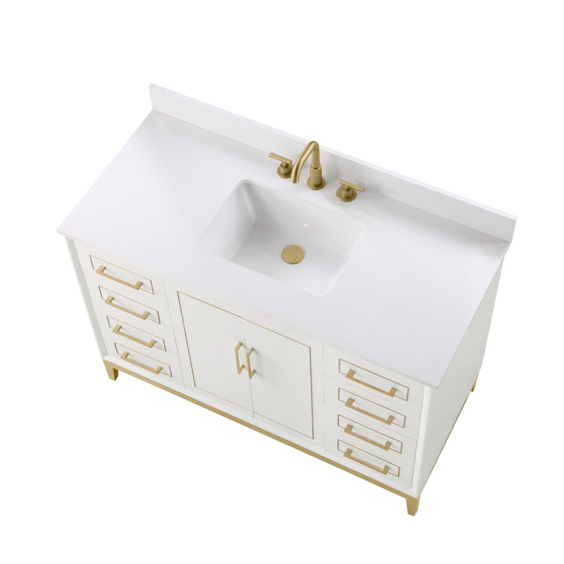 Gracie 48'' W Single Vanity, White Quartz, Satin White (Cream White)