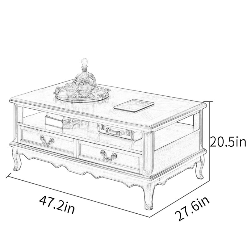 Table basse American, Noyer foncé, H 20,5 po x L 47,2 po x l 27,6 po