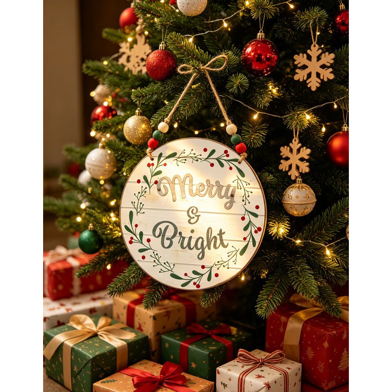 Plaque de Noël décorative avec perles en bois