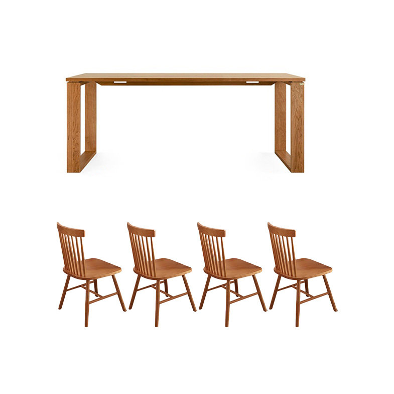 Retro and elegant solid wood table set, 29.52"H x 59.05"L x 31.49"W