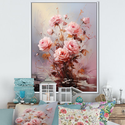 Loran Pink Romantic Roses Bouquet sur toile