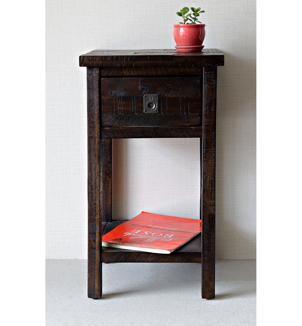 Mariama Solid Wood Top End Table with Storage Union Rustic