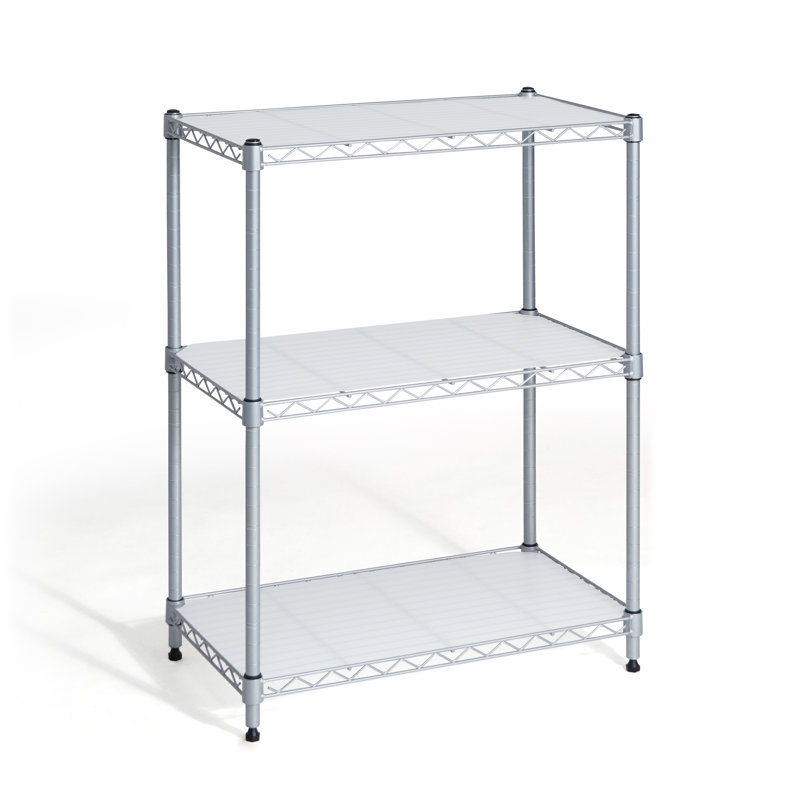 Étagère grillagée réglable à 3 niveaux avec doublure NSF, support de rangement en métal noir de 24 po pour le garage, le sous-sol, le garde-manger et la buanderie