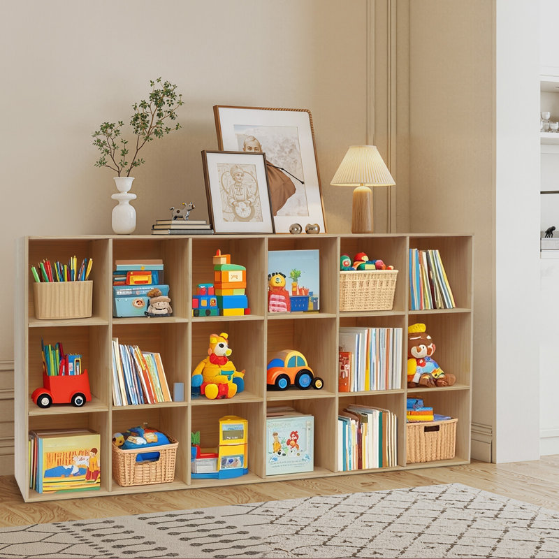 Étagère de rangement rectangulaire à 3 niveaux avec 18 compartiments, H 35,43 po x l 70,87 po x P 11,81 po