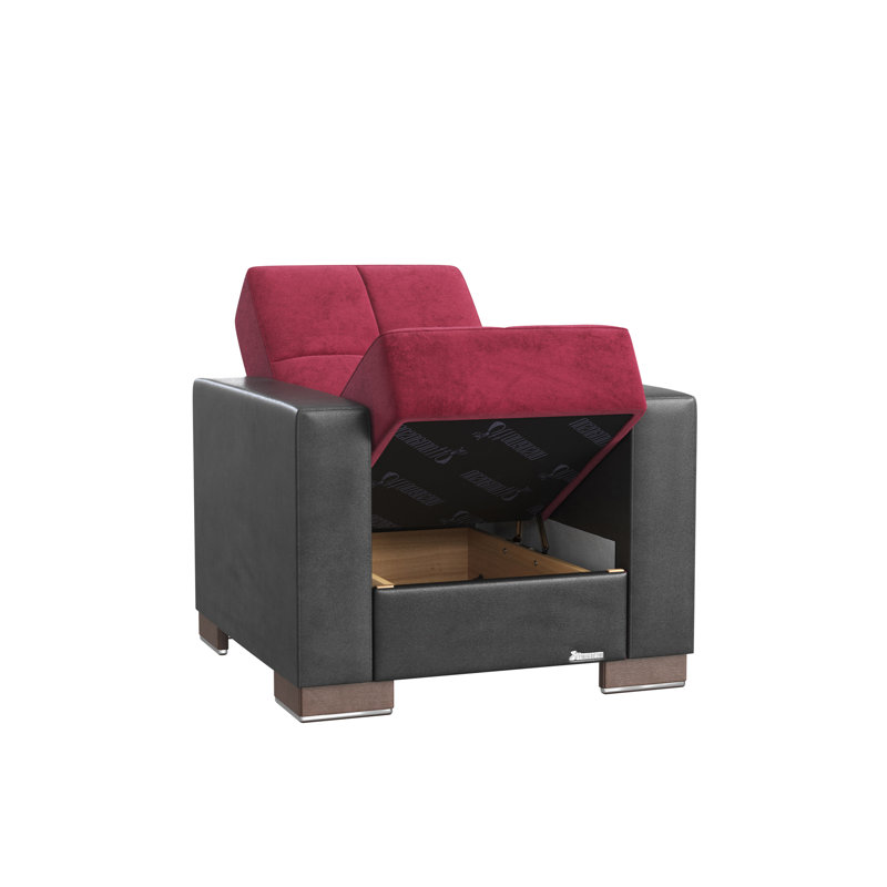 Armada Fabric Upholstered 31" Armchair Sleeper with Storage – Firm Support Seating for Small Spaces, 35" H x 36" W x 27" D