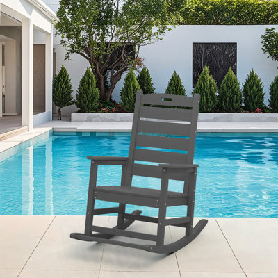 Widening Outdoor High Back Rocking Chair with Built-In Footrest & 30° Recline - Durable HDPE Relaxation Chair by Winston Porter