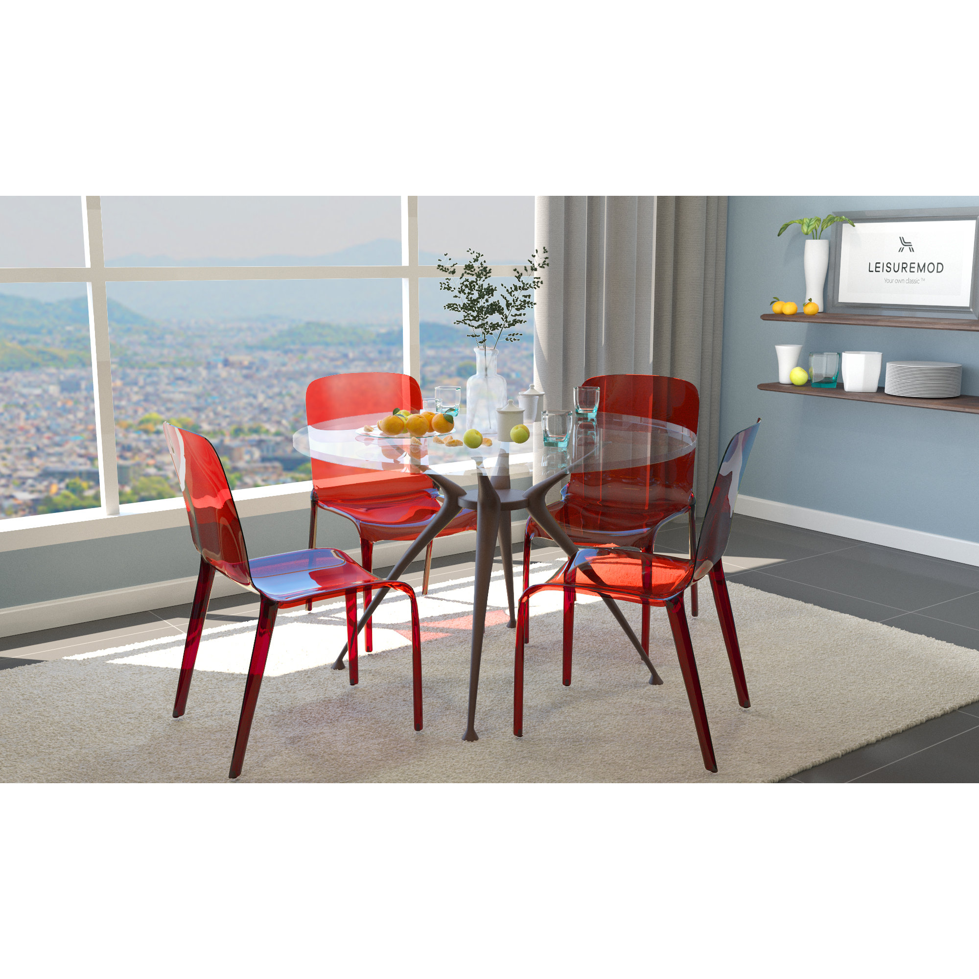 Lade Transparent Plastic Stackable Dining Chair with Waterfall Edge Seat – Lightweight Versatile Accent & Kitchen Side Chair, No Assembly Required