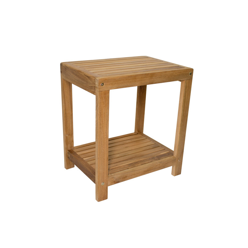 Natural Teak Wood Spa Shower Bench with Shelf